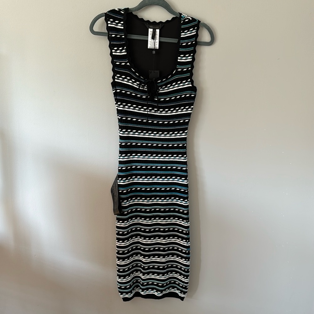 BCBG max Azaria, women’s dress, black and blue and white combo,  size S